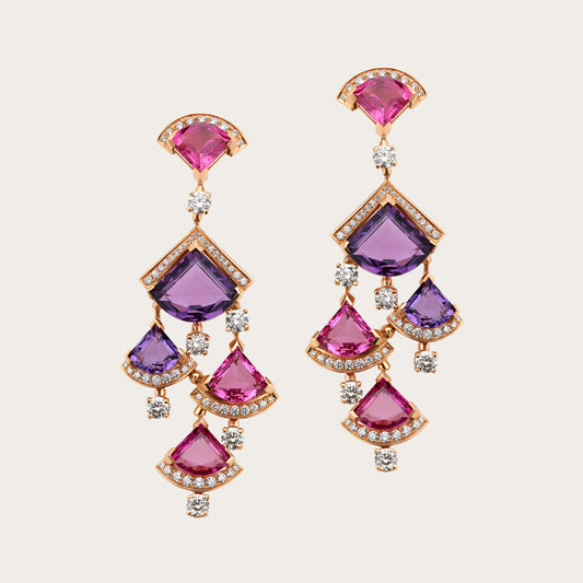 BGL-354078 fan-shaped colorful treasure long earrings fan skirt earrings