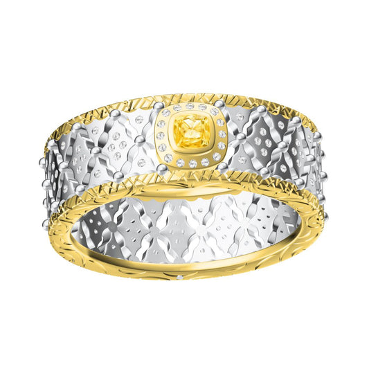 BQLT-Lace special-shaped diamond wide hollow straight-edge arm ring 2.81X2.77X1.93mm