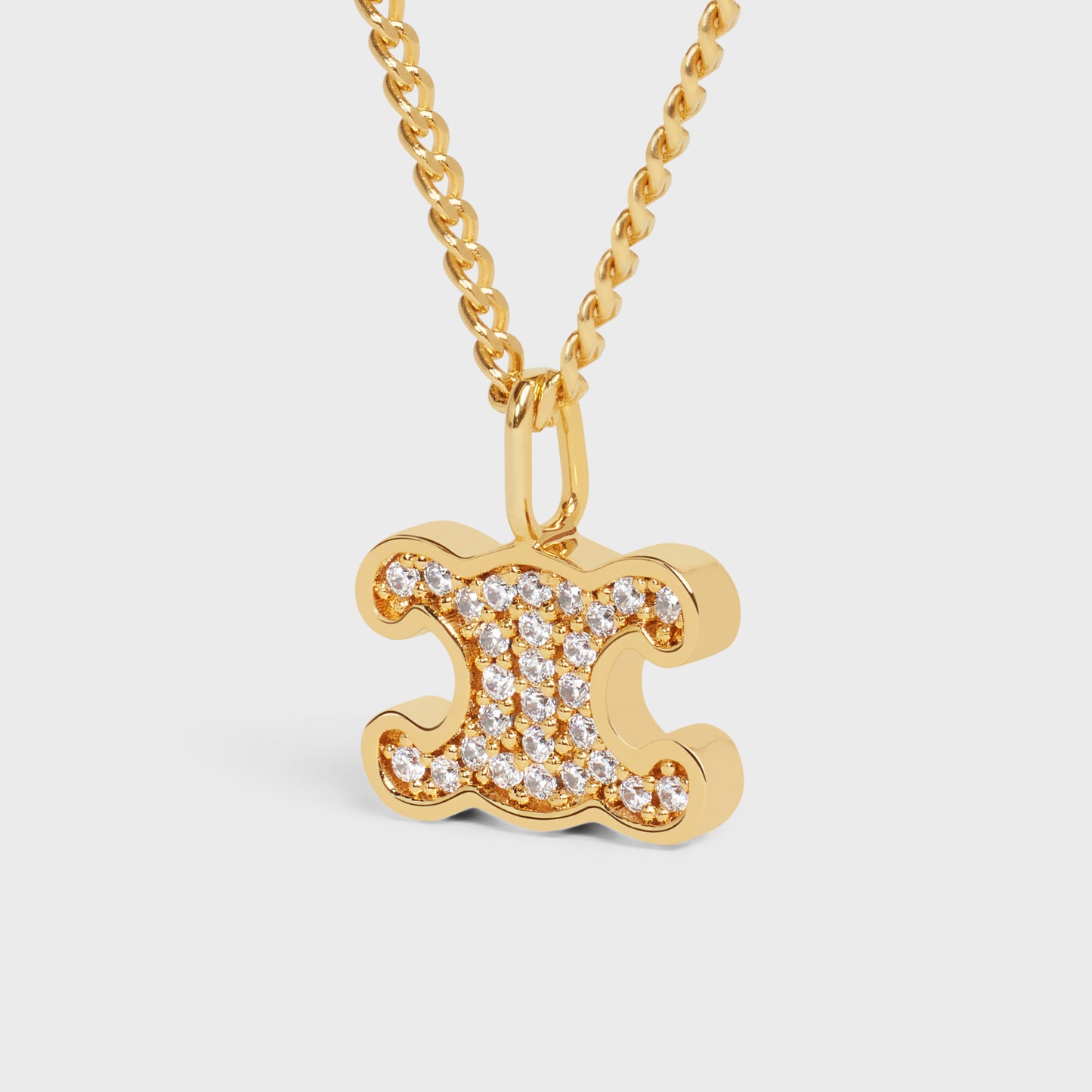 CELINE-460GB6BZI.35OR heart-shaped hollow double cLOGO pendant chain