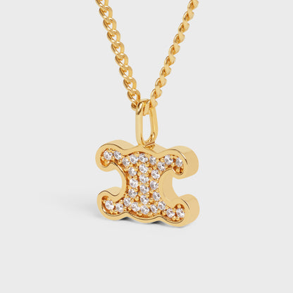 CELINE-460GB6BZI.35OR heart-shaped hollow double cLOGO pendant chain