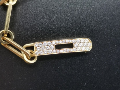 AiHshi-H218472B customer version diamond twisted circle light gold chain bracelet