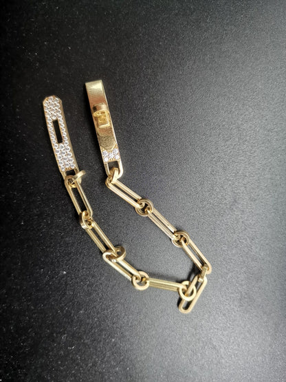 AiHshi-H218472B customer version diamond twisted circle light gold chain bracelet
