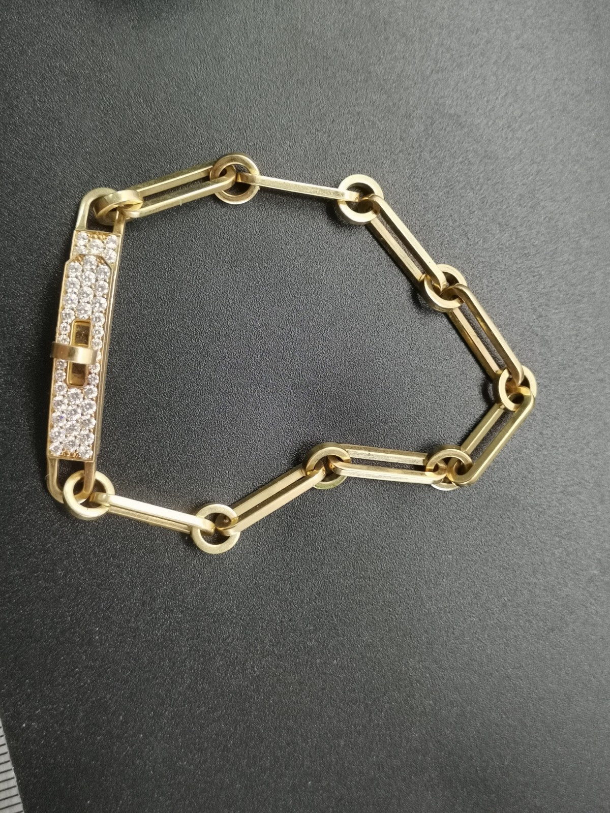 AiHshi-H218472B customer version diamond twisted circle light gold chain bracelet