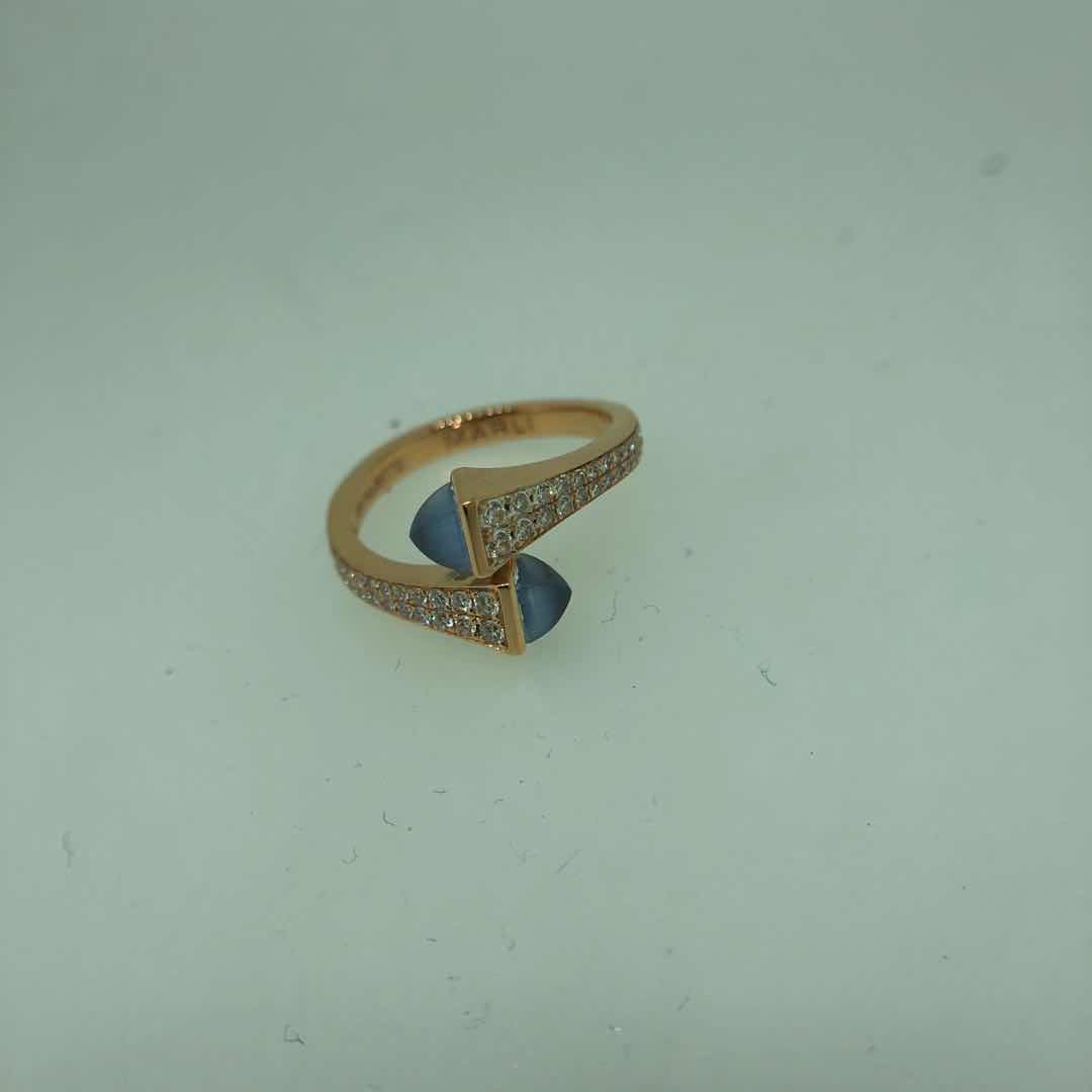 MR-CLEO-R208 hammer agate double row diamond half wall setting ring customer version