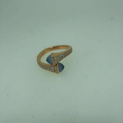 MR-CLEO-R208 hammer agate double row diamond half wall setting ring customer version