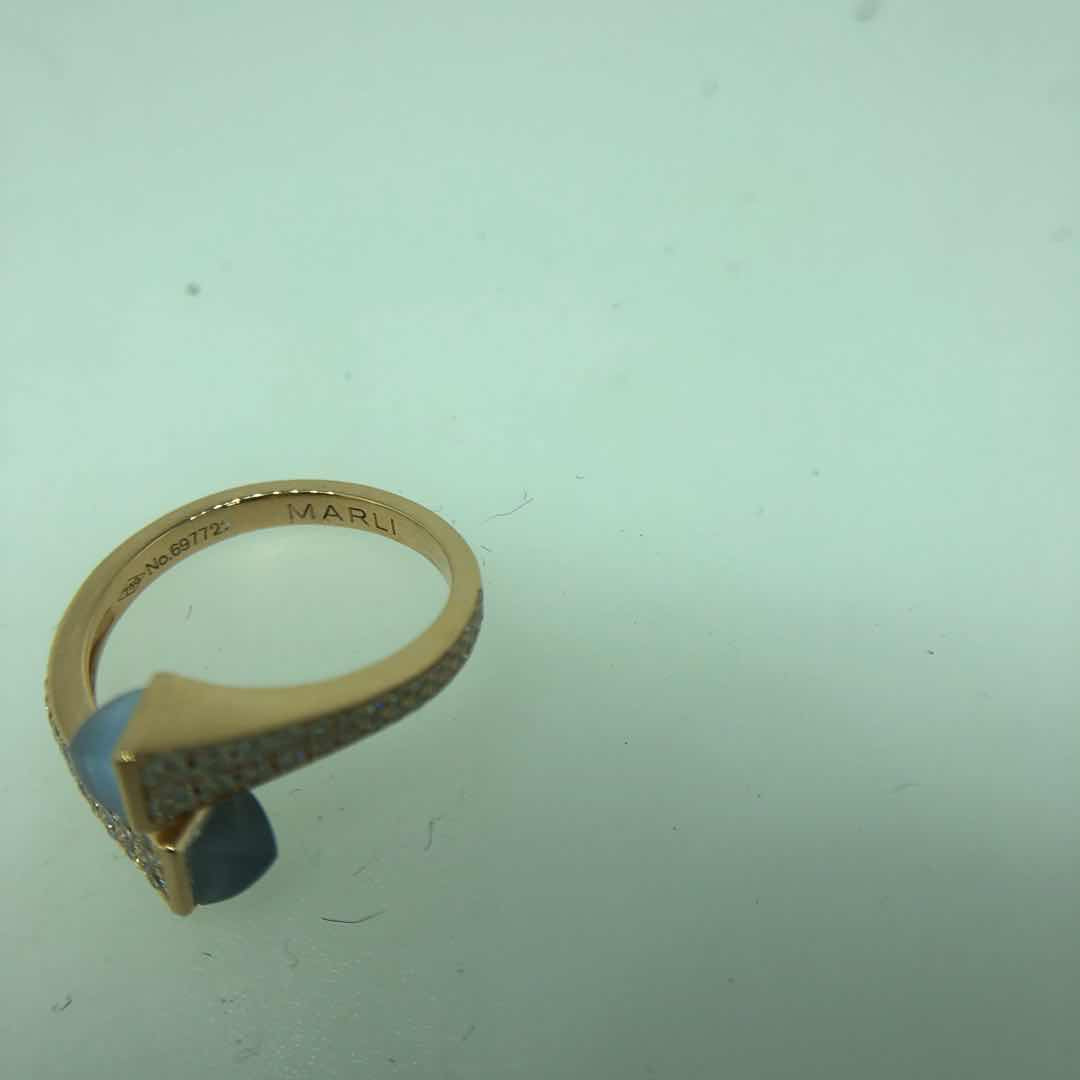 MR-CLEO-R208 hammer agate double row diamond half wall setting ring customer version