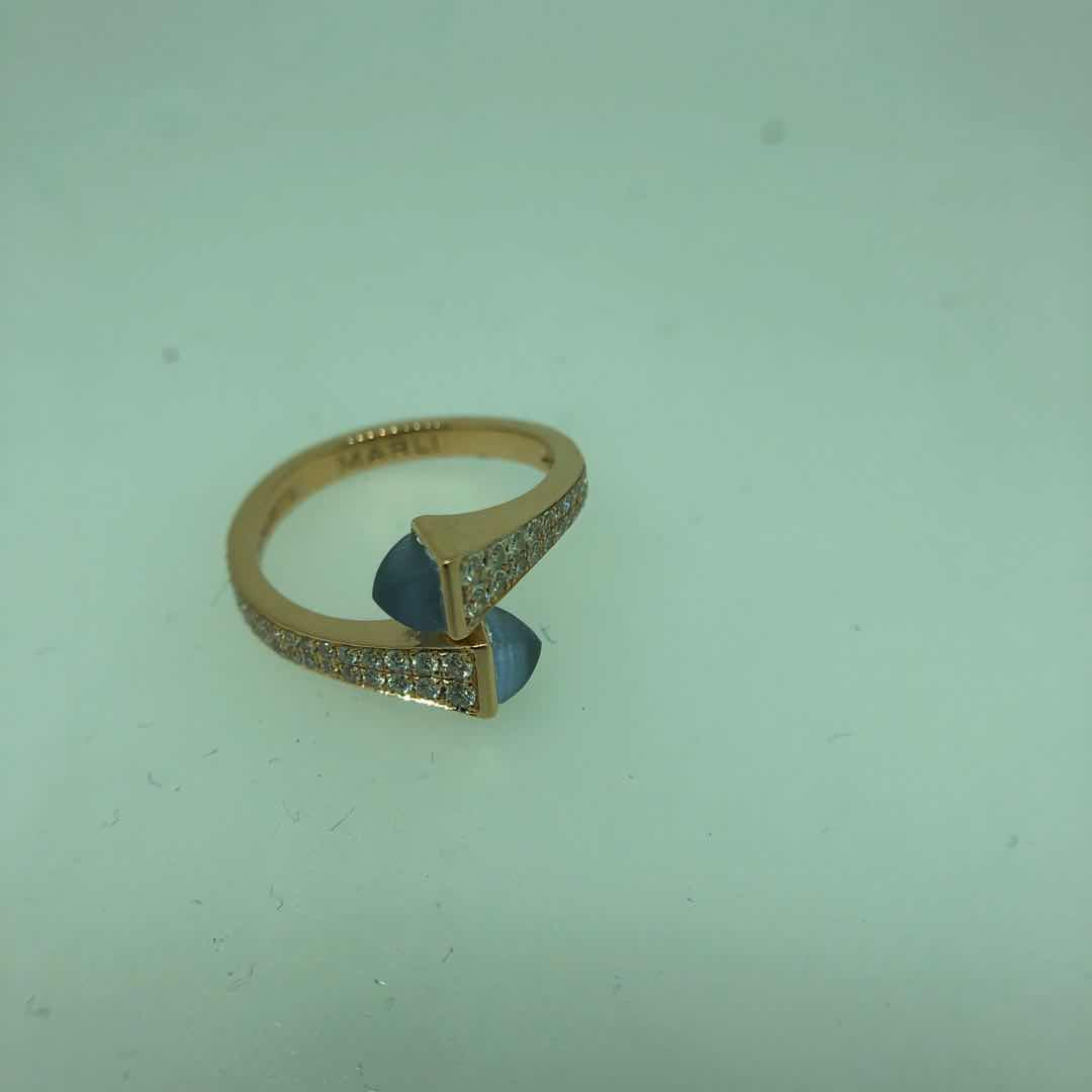 MR-CLEO-R208 hammer agate double row diamond half wall setting ring customer version