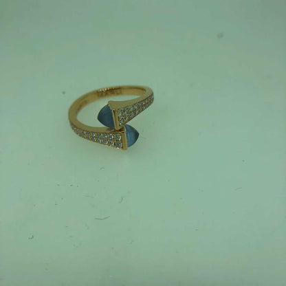 MR-CLEO-R208 hammer agate double row diamond half wall setting ring customer version
