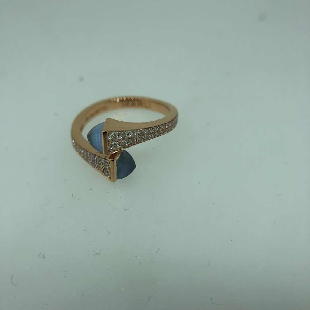 MR-CLEO-R208 hammer agate double row diamond half wall setting ring customer version