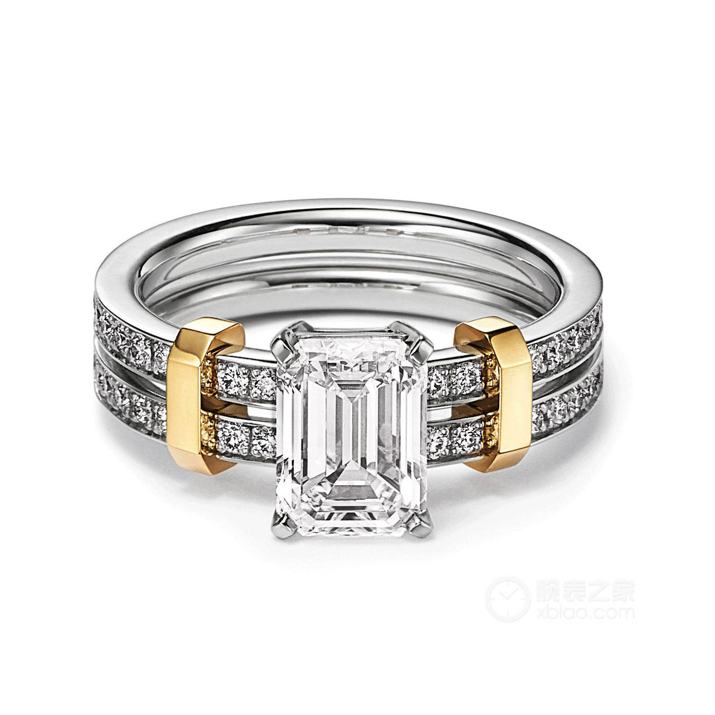 TIF-70919836 cross four-prong small octagonal stone color yellow tie diamond ring