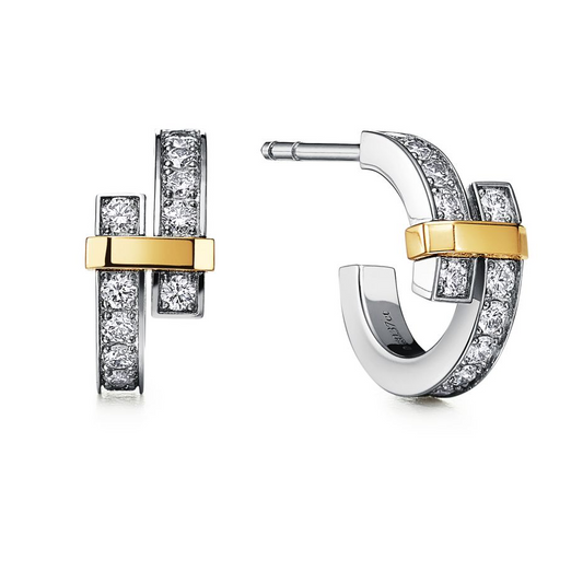 TIF-70919893 horizontal striped color-separated cross earrings and studs