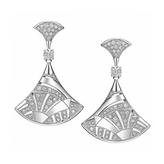 BGL-349446-OR856922 guest version double fan-shaped half-embellished ear clip fan skirt earrings