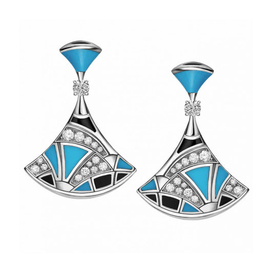 BGL-350741-OR857248 guest version double fan-shaped half-diamond fan skirt earrings
