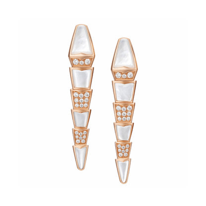 BGL-350678-OR857278 snake half diamond half agate ear clip wide body snake section earrings
