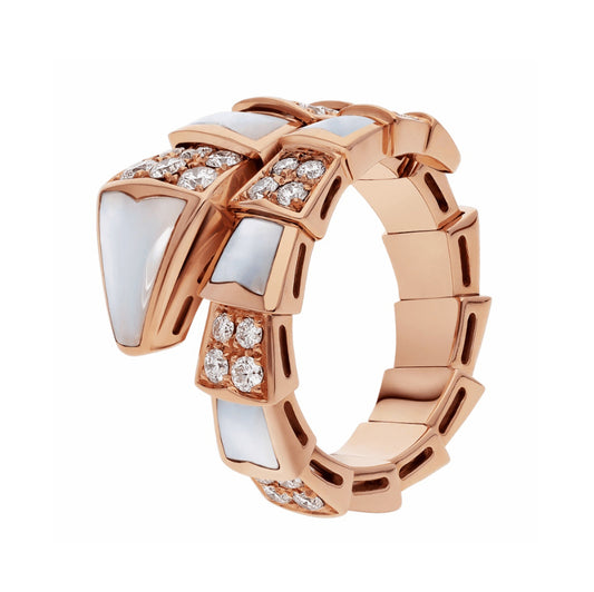 BGL-AN857081 snake half agate half diamond ring