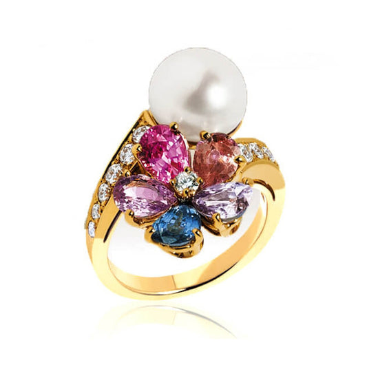 BGL-AN803792 Pearl Plum Blossom Ring Colorful Treasure