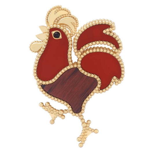 VCARP7UK00 rooster bead brooch