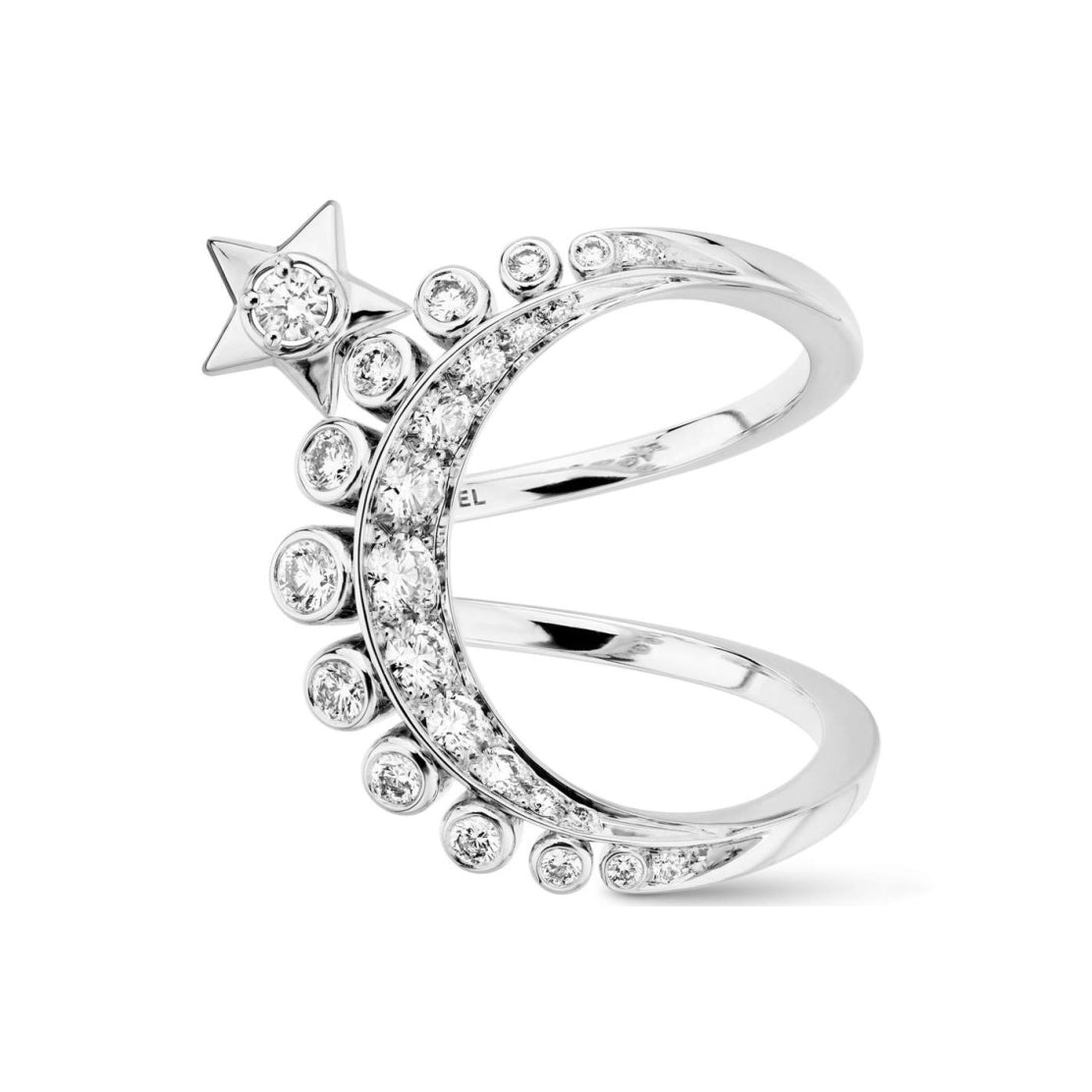 XNE-J12208 Diamond-Pentagram Moon Ring