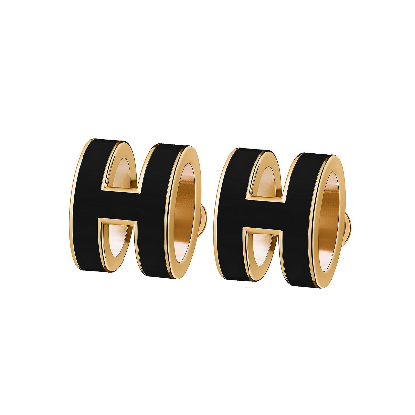 AHS-H608001F 9x7MM egg-shaped H stud earrings mini size
