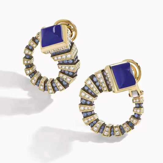 MARLI-CLEO-E41 pointed agate square earrings