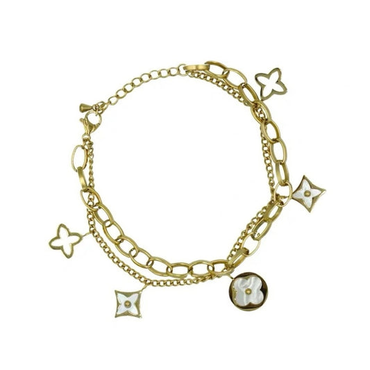 LV-Q14748 Agate LV round square mother-of-pearl four-leaf clover bracelet
