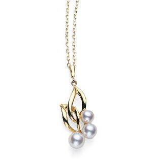 YMB-PP-1344Bk Leaf Pendant (Pearl 6.0mm)