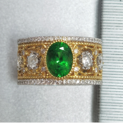 BQLT-RIN418426 egg-shaped green treasure European style eight-pointed star twisted rope arm color retro ring customer version
