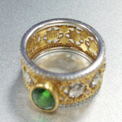 BQLT-RIN418426 egg-shaped green treasure European style eight-pointed star twisted rope arm color retro ring customer version