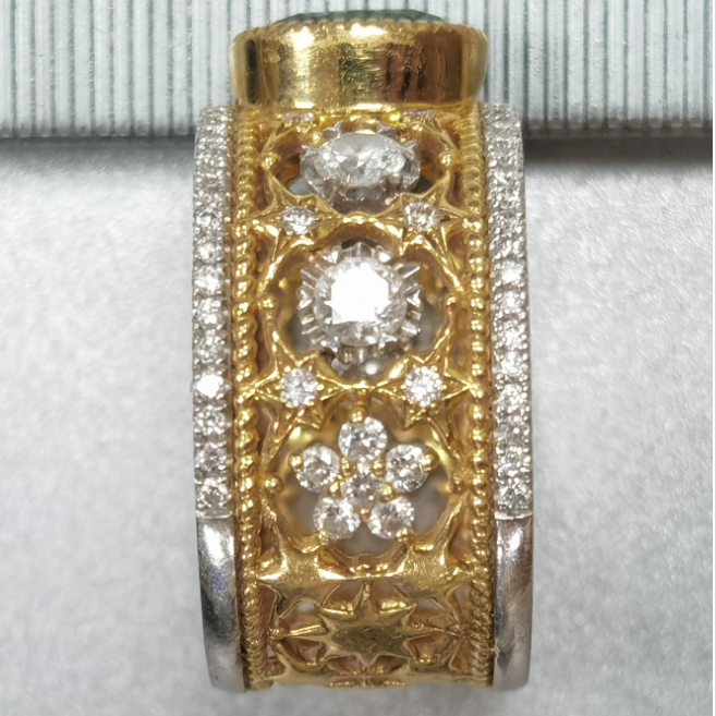 BQLT-RIN418426 egg-shaped green treasure European style eight-pointed star twisted rope arm color retro ring customer version