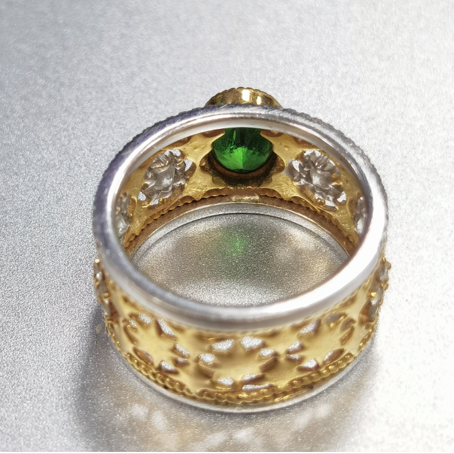 BQLT-RIN418426 egg-shaped green treasure European style eight-pointed star twisted rope arm color retro ring customer version