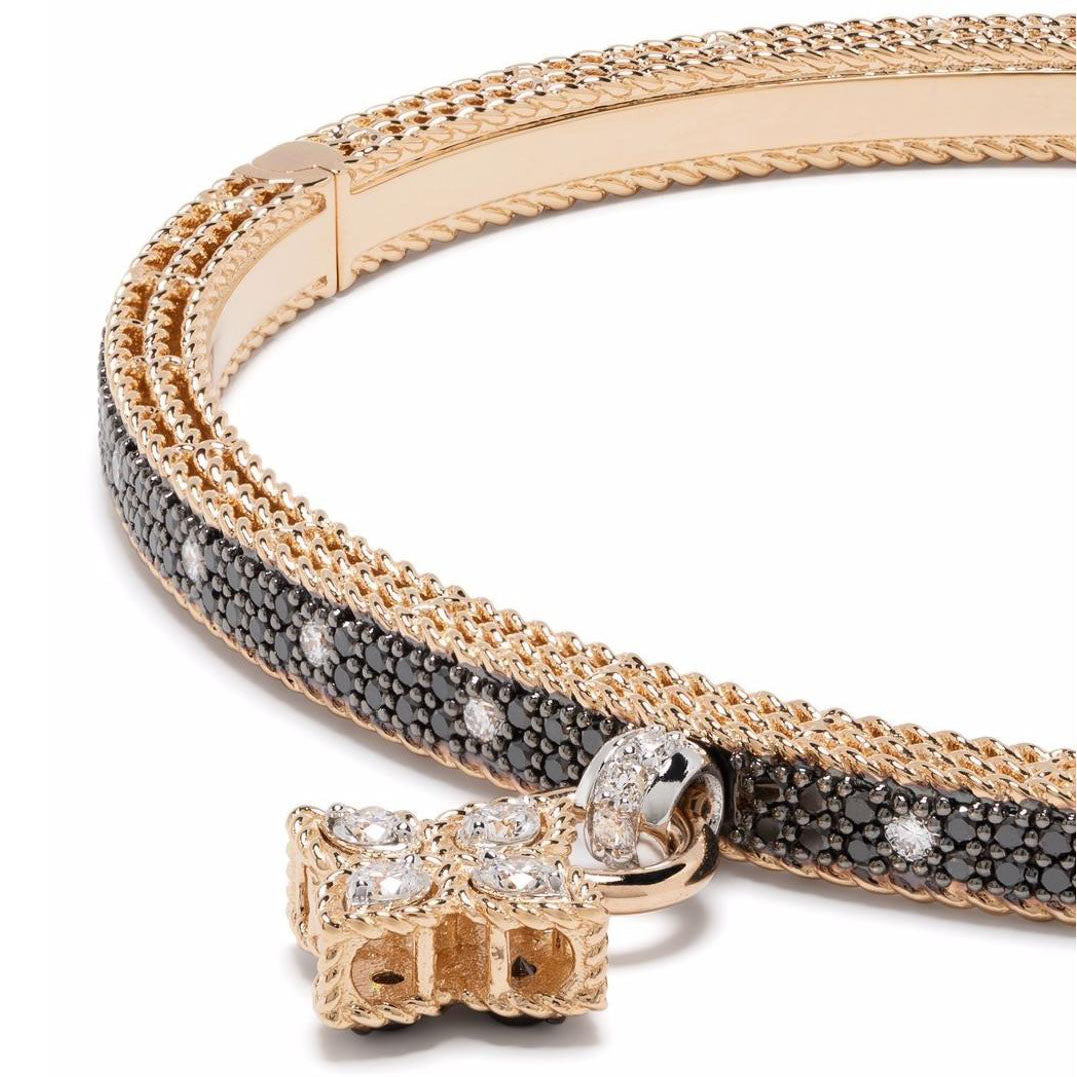 LBT-ADR888BA1890分色窄版扭绳飞标四叶草满钻手镯