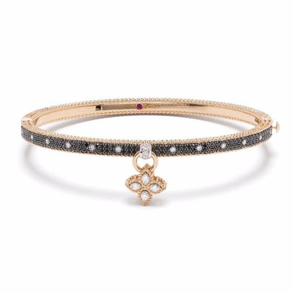 LBT-ADR888BA1890分色窄版扭绳飞标四叶草满钻手镯