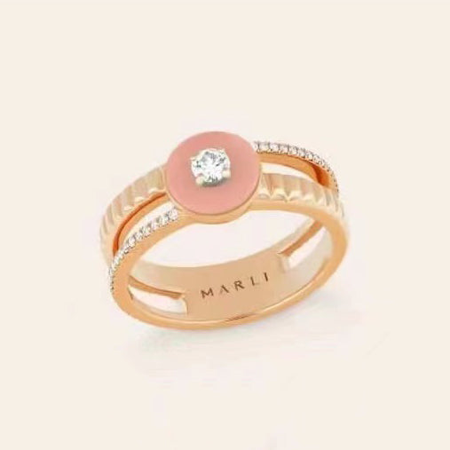 MARLI-OP5423187 Crossed Four Claw Round Diamond Ring