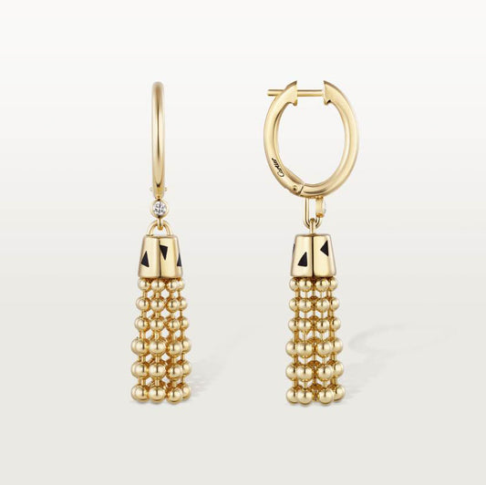 KDY-B8301457 black lacquer beads tassel earrings