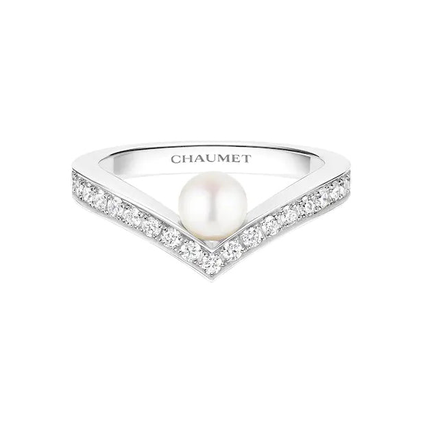 SM-085041 Pearl, Pointed Mouth, Curved Arm Set Ring (Pearl 4.8MM)