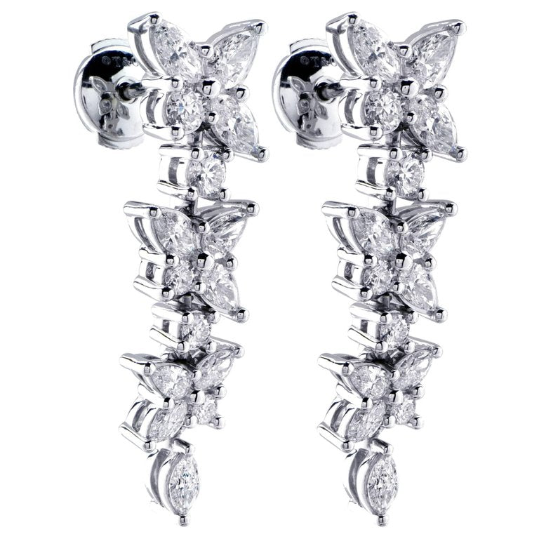 TIF24281565 four-leaf marquise diamond flower cluster earrings earrings