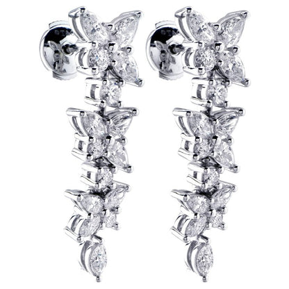 TIF24281565 four-leaf marquise diamond flower cluster earrings earrings