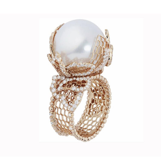 BQLT-Honeycomb Lace Mesh Leaf Pearl 14.2mm