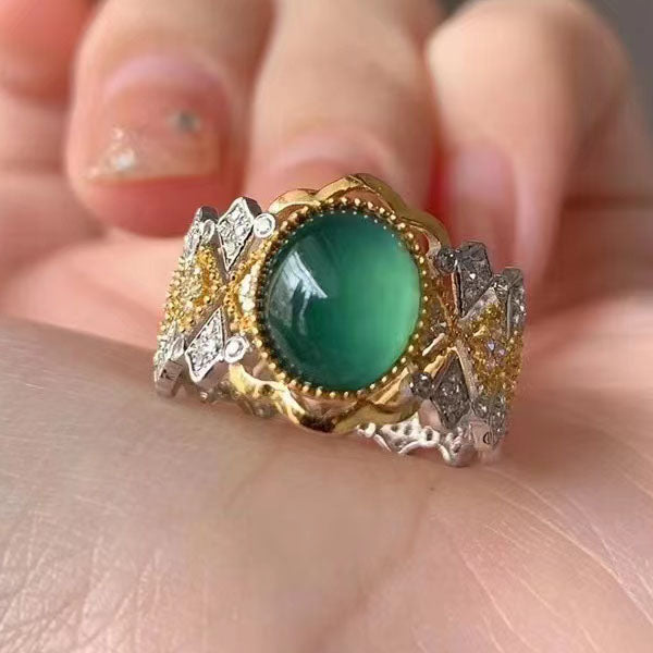 BQLT-RIN647689 Jade White Egg 8.88X7.85X4.39 Color Separation Ring