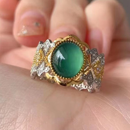 BQLT-RIN647689 Jade White Egg 8.88X7.85X4.39 Color Separation Ring