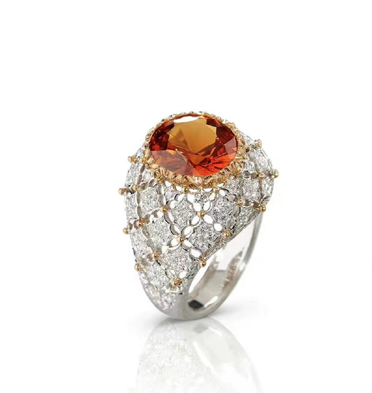 BQLT-RIN474882 lace bezel inlaid egg-shaped stone colored gemstone hollow large round arm ring