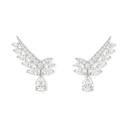 SM-084116 Water Drop Feather Wings Earrings Main Stone 5×8mm