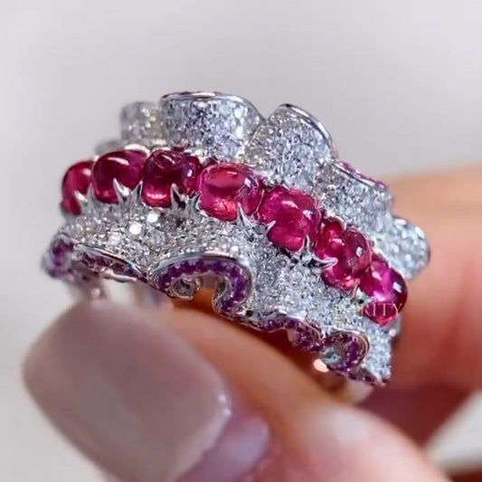 DIOR-Pleated curled floral silk ring