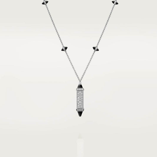 KDY-N7424409 pointed pyramid agate full diamond candy pendant chain necklace