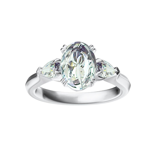 GLF-double four-claw double shoulder three-pointed claw water drop ring 13# egg-shaped main stone 9.79X7