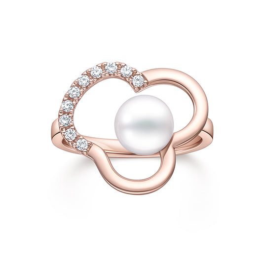 TSQ-RPI-4860-18KSG Cloud Half Diamond Pearl 7mm Light Gold Arm Ring