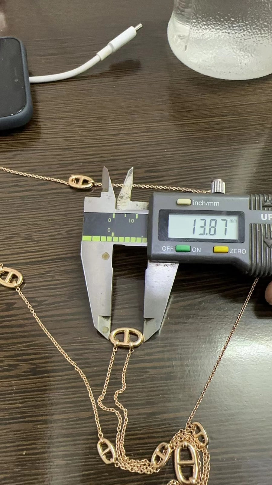 爱H仕-H105202B猪鼻子日字光金大套链项链客版（链长120cm）