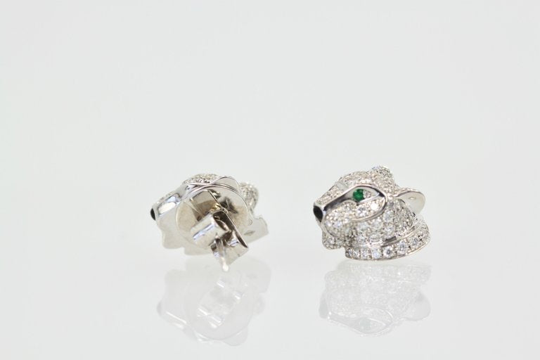 KDY-N8050700 Full Diamond Small Leopard Head Stud Earrings