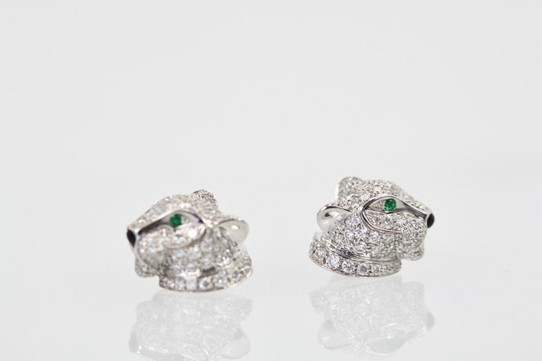 KDY-N8050700 Full Diamond Small Leopard Head Stud Earrings