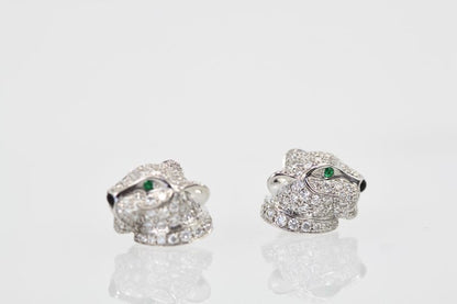 KDY-N8050700 Full Diamond Small Leopard Head Stud Earrings